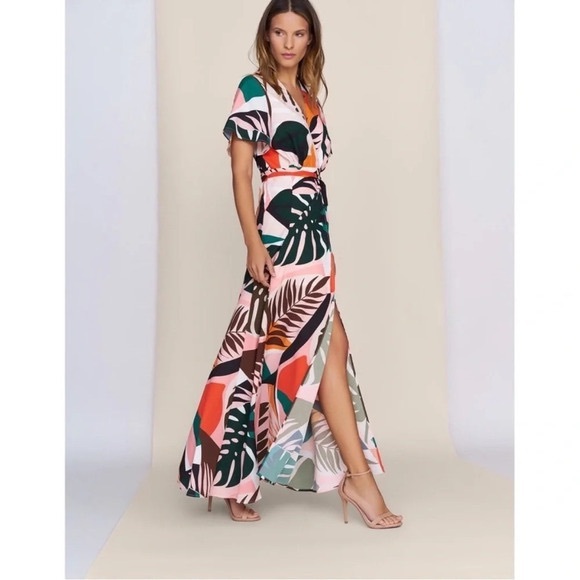 Hutch Kiera Wrap Dress Maxi Tropical Print - Picture 3 of 9